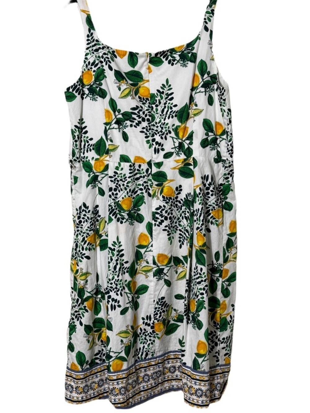Roz & Ali White Sundress with Yellow Lemon and Green Leaf Print Sz 12